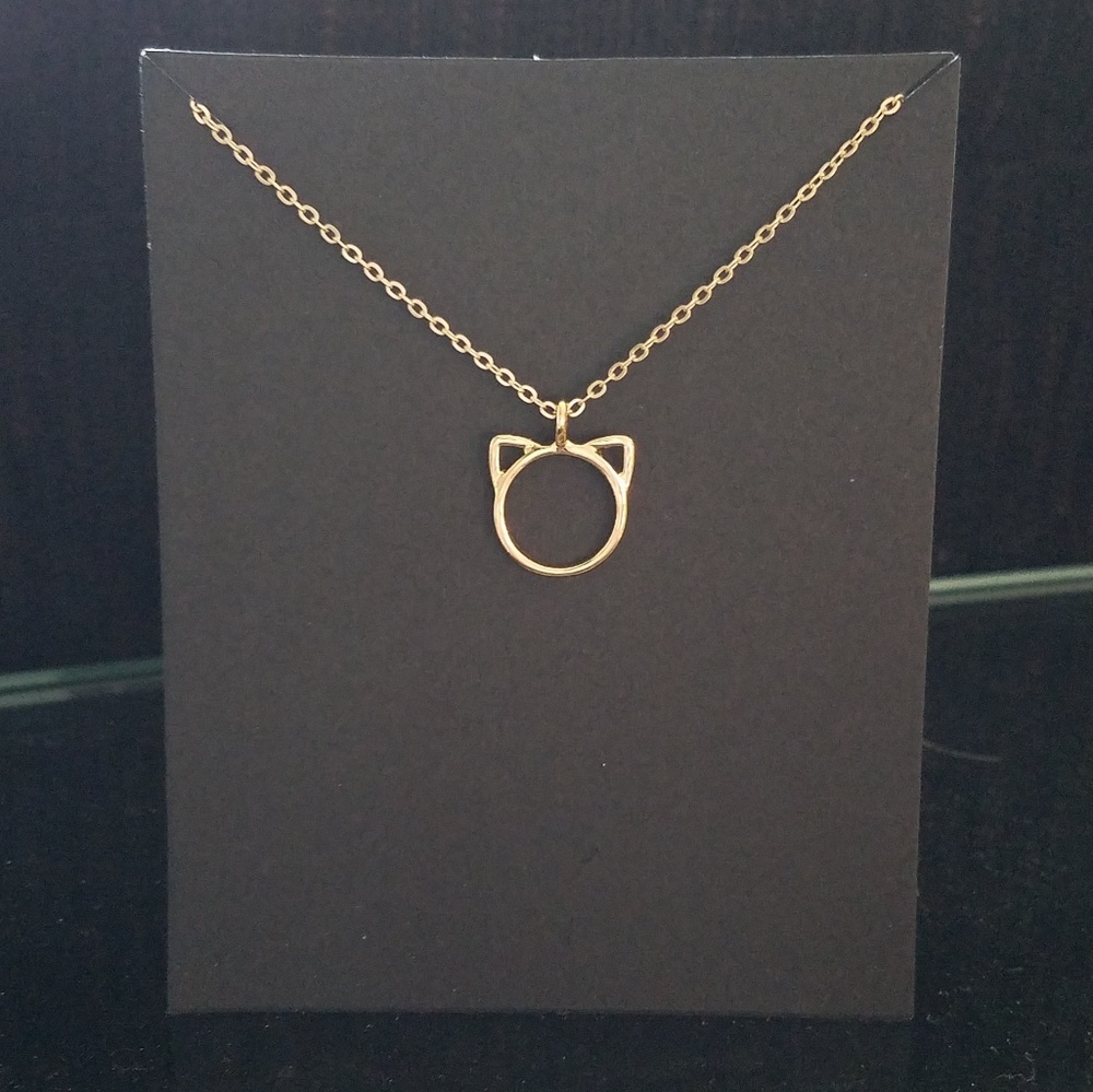Gold cat necklace, cat jewelry, kitty necklace - Picture 3 of 4